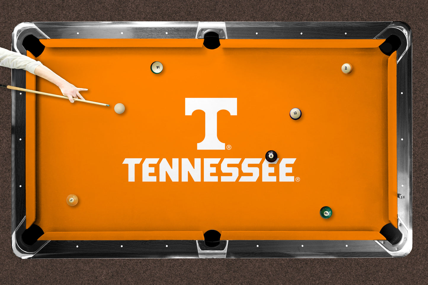 Tennessee Volunteers Custom Pool Table Replacement Felt ALT Logo LIFESTYLE