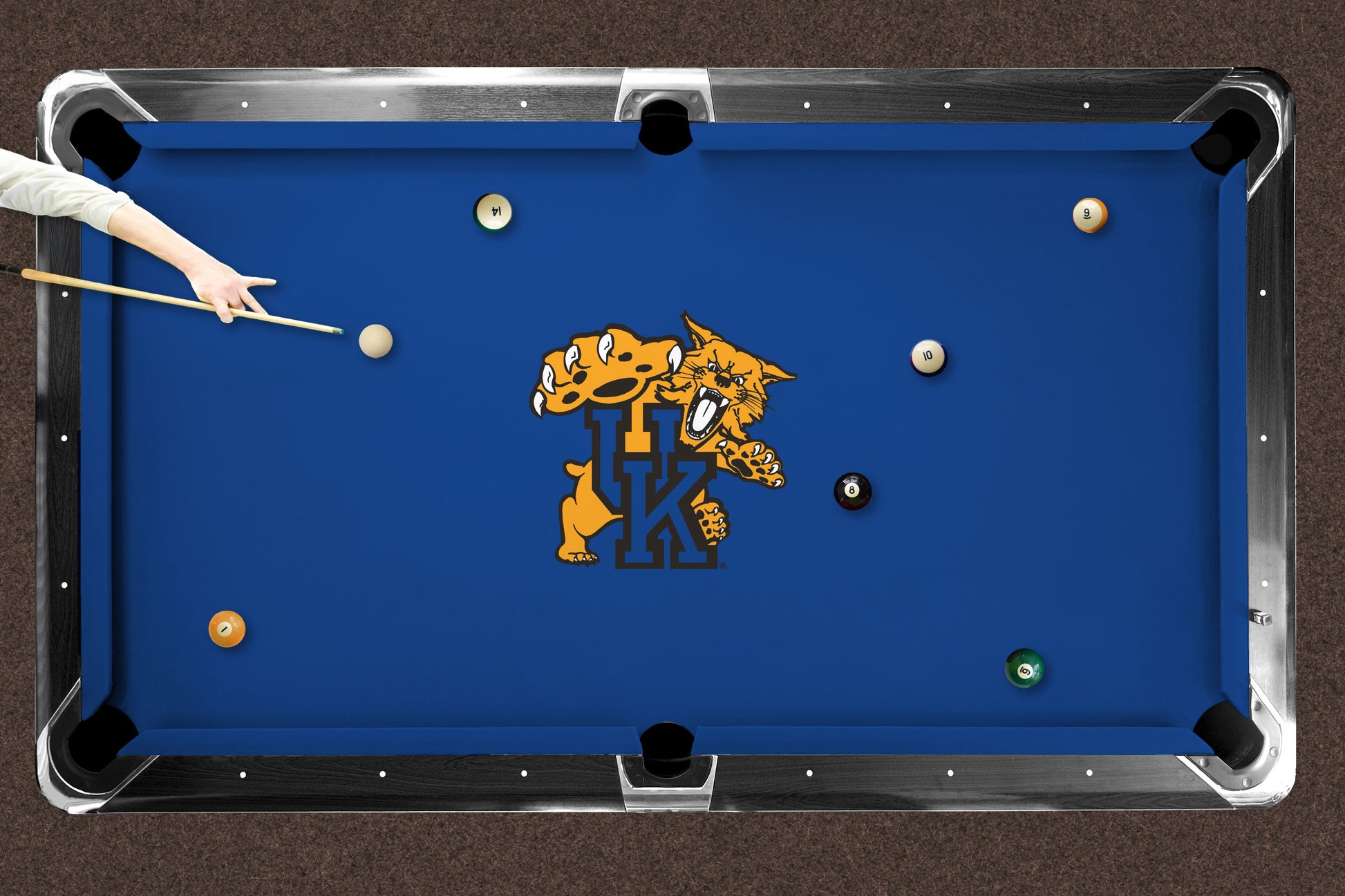 Kentucky Wildcats Custom Pool Table Replacement Felt ALT Logo LIFESTYLE