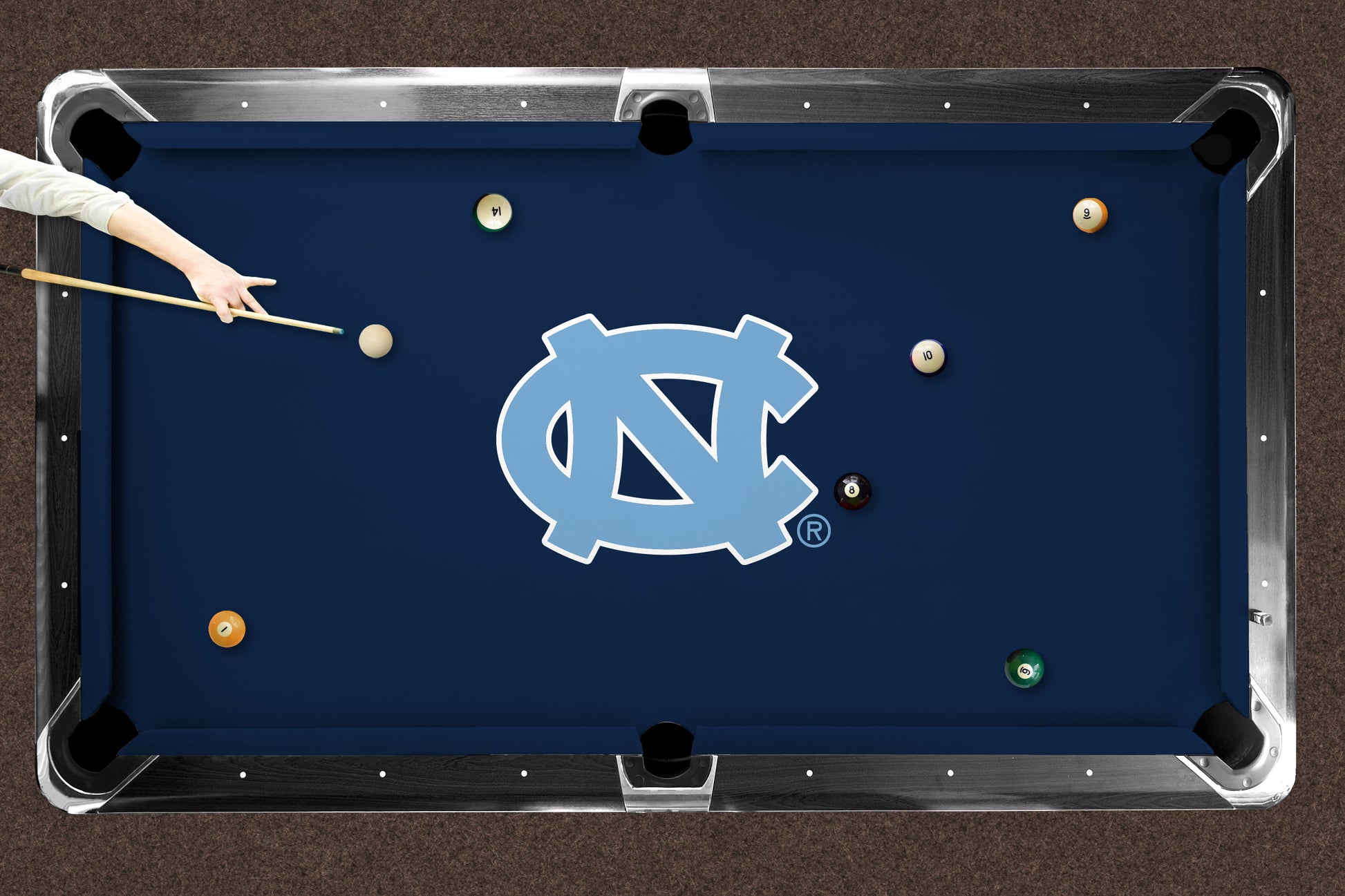 North Carolina Tar Heels Custom Pool Table Replacement Felt ALT Logo LIFESTYLE