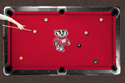 Wisconsin Badgers Custom Pool Table Replacement Felt ALT Logo LIFESTYLE