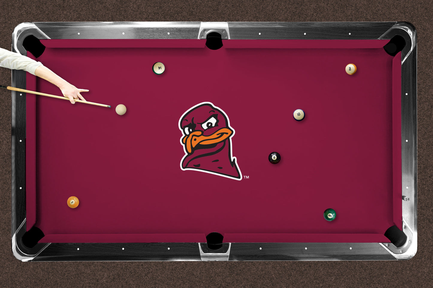 Virginia Tech Hokies Custom Pool Table Replacement Felt ALT Logo LIFESTYLE