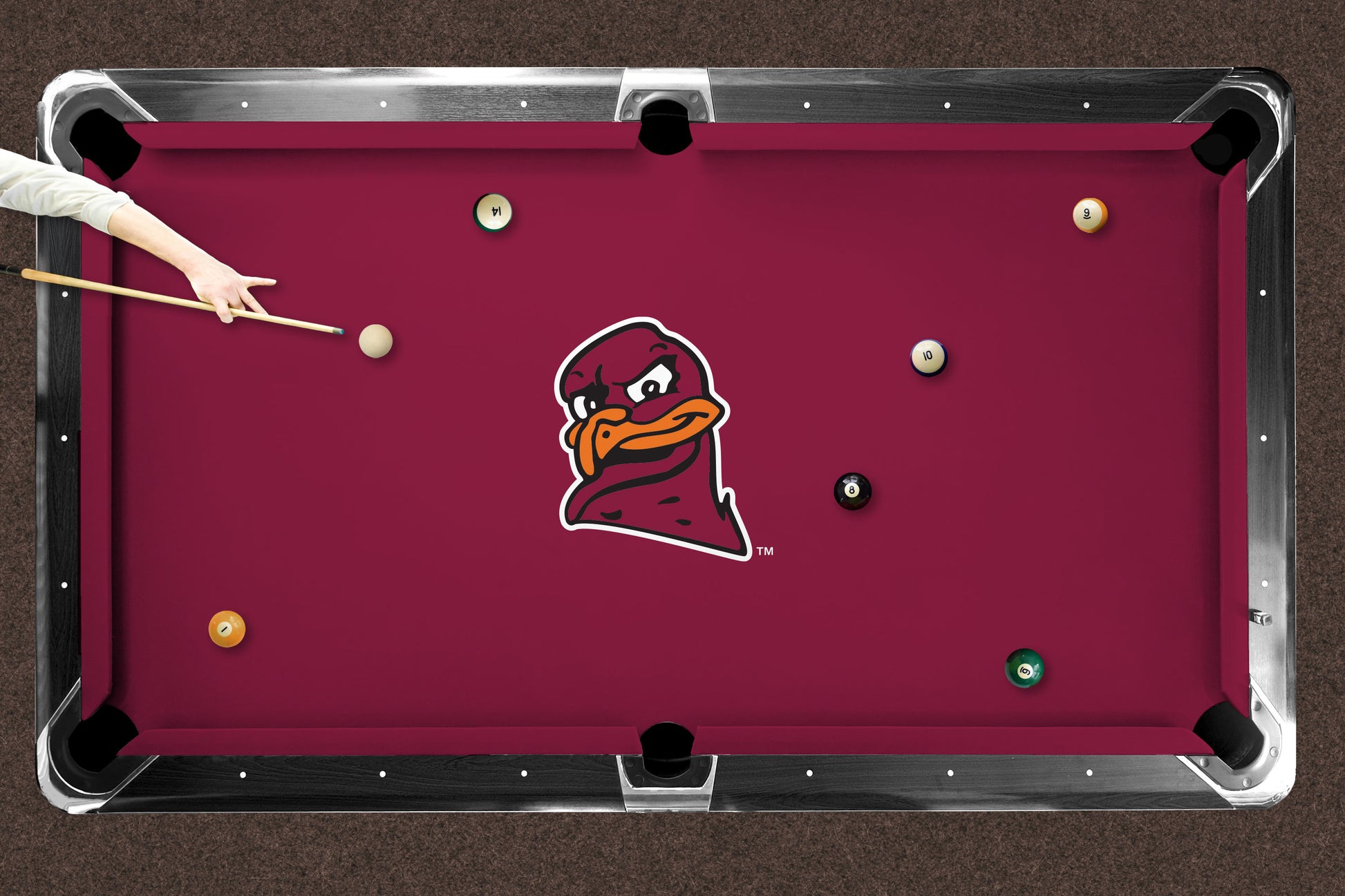 Virginia Tech Hokies Custom Pool Table Replacement Felt ALT Logo LIFESTYLE