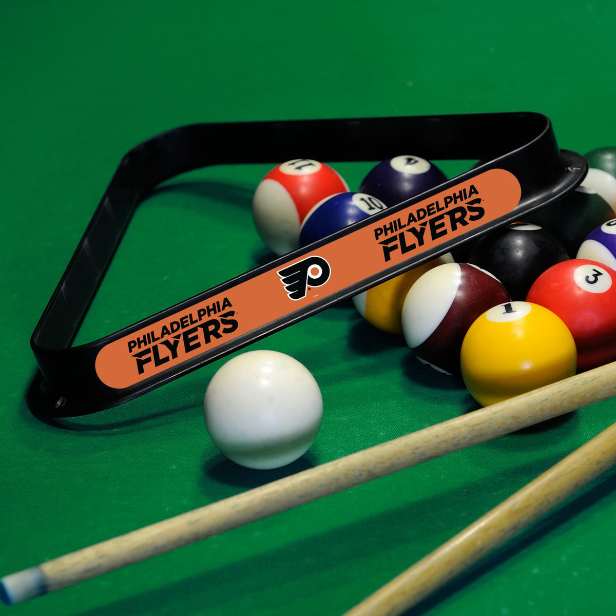 Philadelphia Flyers NHL 8-ball triangle rack - lifestyle photo