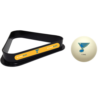 St. Louis Blues NHL cue ball and triangle rack set for pool table