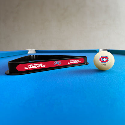 Montreal Canadiens NHL cue ball and triangle rack set - lifestyle photo