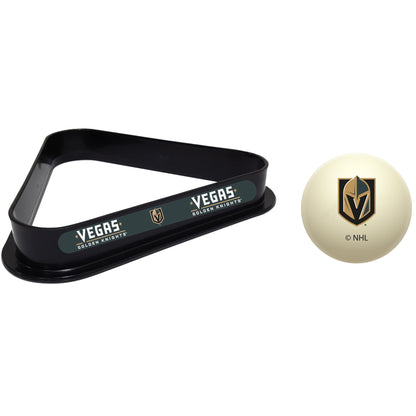 Vegas Golden Knights NHL cue ball and triangle rack set for pool table