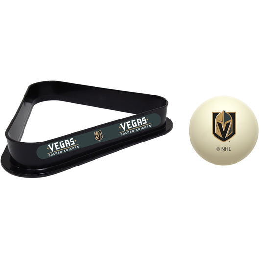 Vegas Golden Knights NHL cue ball and triangle rack set for pool table
