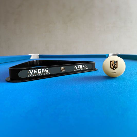 Vegas Golden Knights NHL cue ball and triangle rack set - lifestyle photo