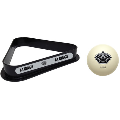 Los Angeles Kings NHL cue ball and triangle rack set for pool table