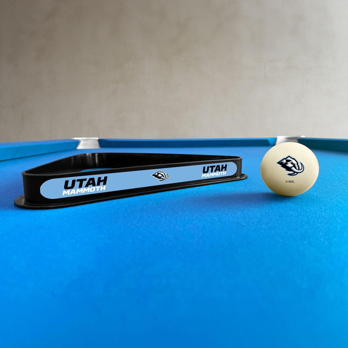 Utah Mammoth NHL cue ball and triangle rack set - lifestyle photo