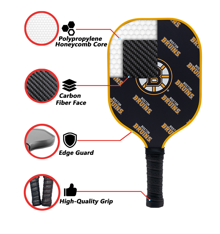 Boston Bruins standard pickleball paddle additional view