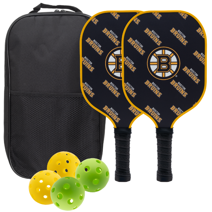 Boston Bruins pickleball paddle set with balls and carry case
