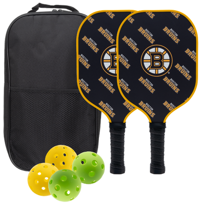 Boston Bruins pickleball paddle set with balls and carry case