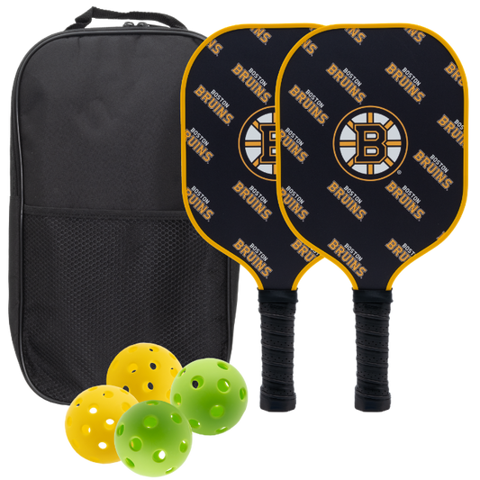 Boston Bruins pickleball paddle set with balls and carry case