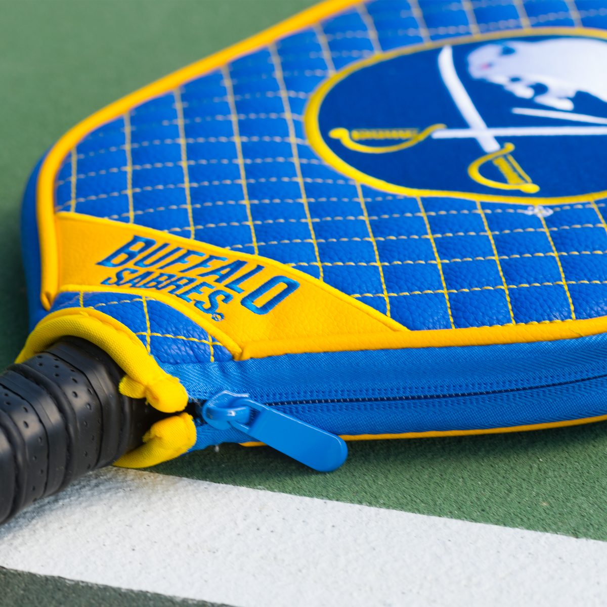 Buffalo Sabres quilted pickleball paddle cover team name