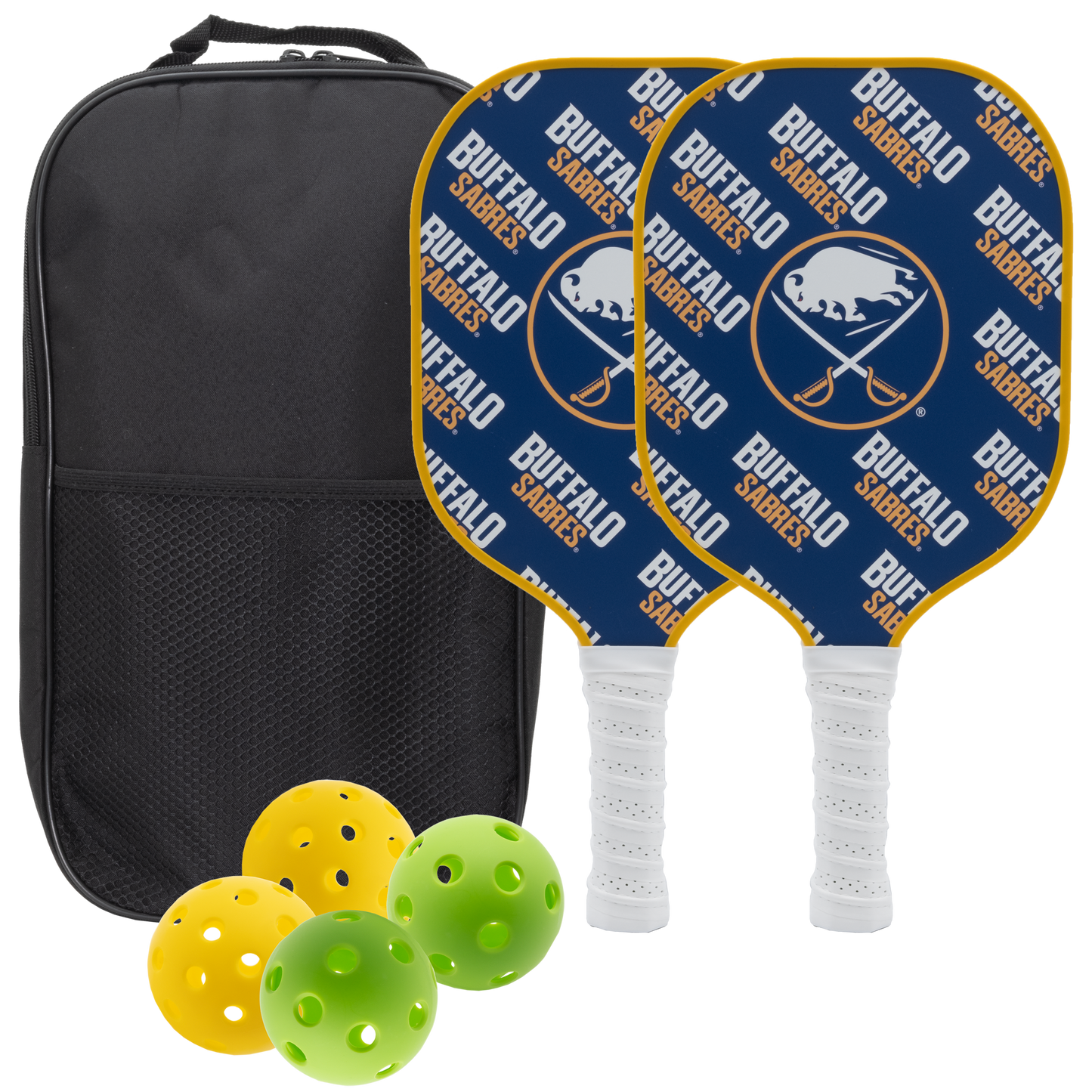 Buffalo Sabres pickleball paddle set with balls and carry case