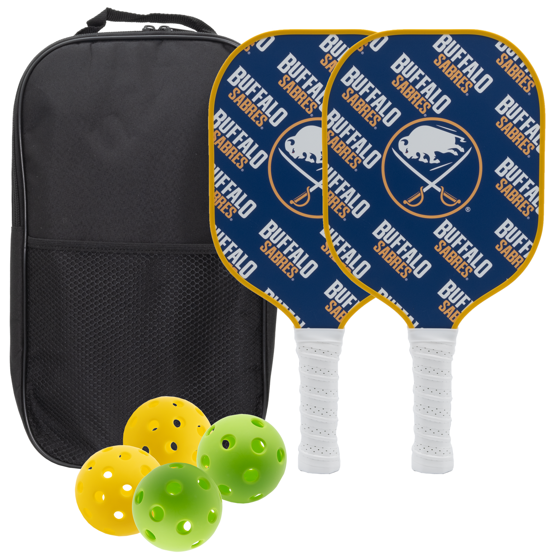 Buffalo Sabres pickleball paddle set with balls and carry case