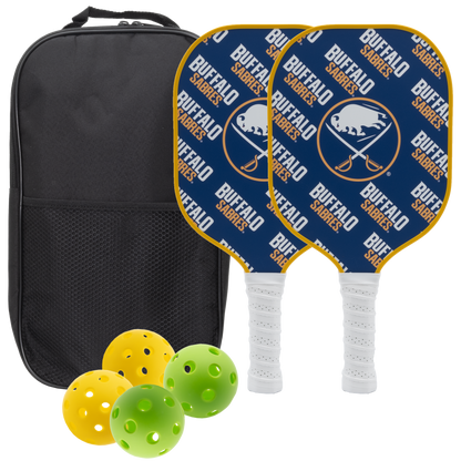 Buffalo Sabres pickleball paddle set with balls and carry case