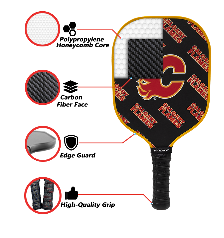 Calgary Flames standard pickleball paddle additional view