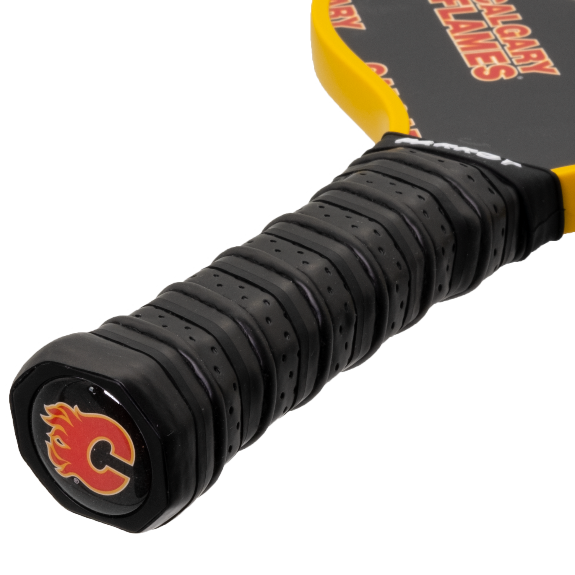 Calgary Flames pickleball paddle handle logo