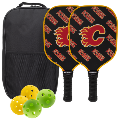 Calgary Flames pickleball paddle set with balls and carry case