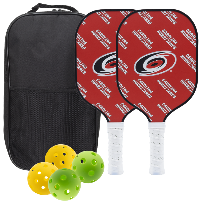 Carolina Hurricanes pickleball paddle set with balls and carry case