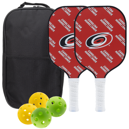 Carolina Hurricanes pickleball paddle set with balls and carry case