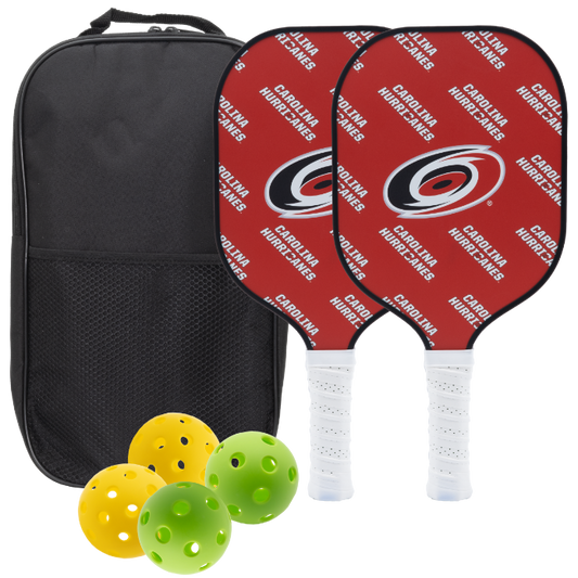 Carolina Hurricanes pickleball paddle set with balls and carry case