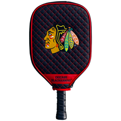 Chicago Blackhawks Black quilted pickleball paddle cover