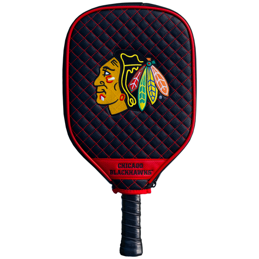 Chicago Blackhawks Black quilted pickleball paddle cover