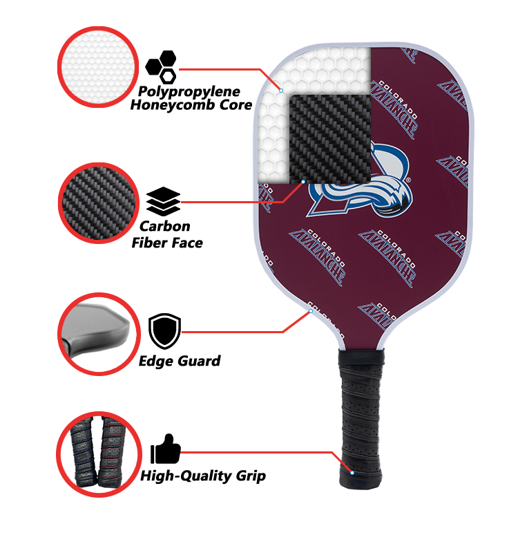 Colorado Avalanche standard pickleball paddle additional view