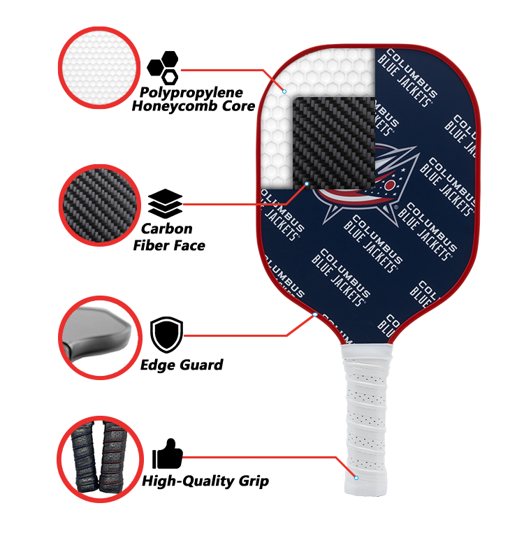 Columbus Blue Jackets standard pickleball paddle additional view