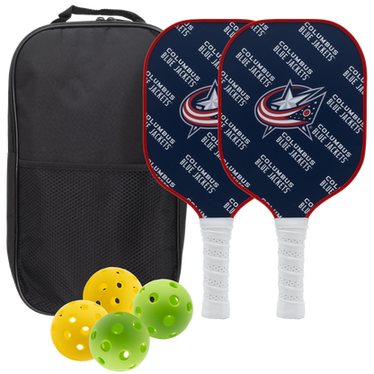Columbus Blue Jackets pickleball paddle set with balls and carry case