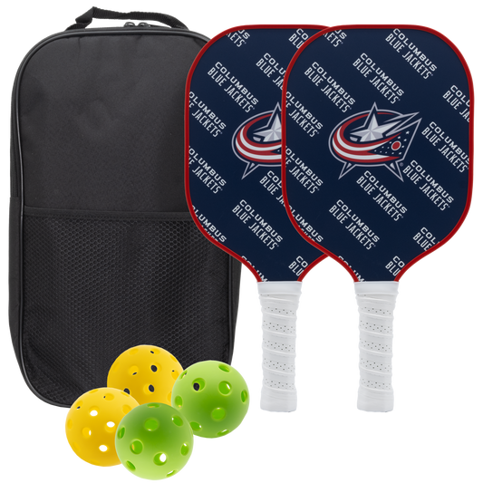 Columbus Blue Jackets pickleball paddle set with balls and carry case