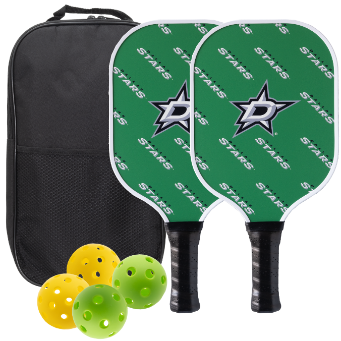Dallas Stars pickleball paddle set with balls and carry case