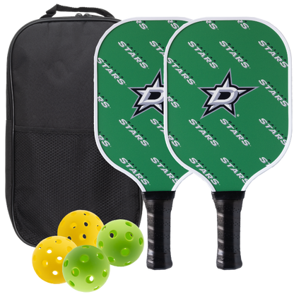 Dallas Stars pickleball paddle set with balls and carry case