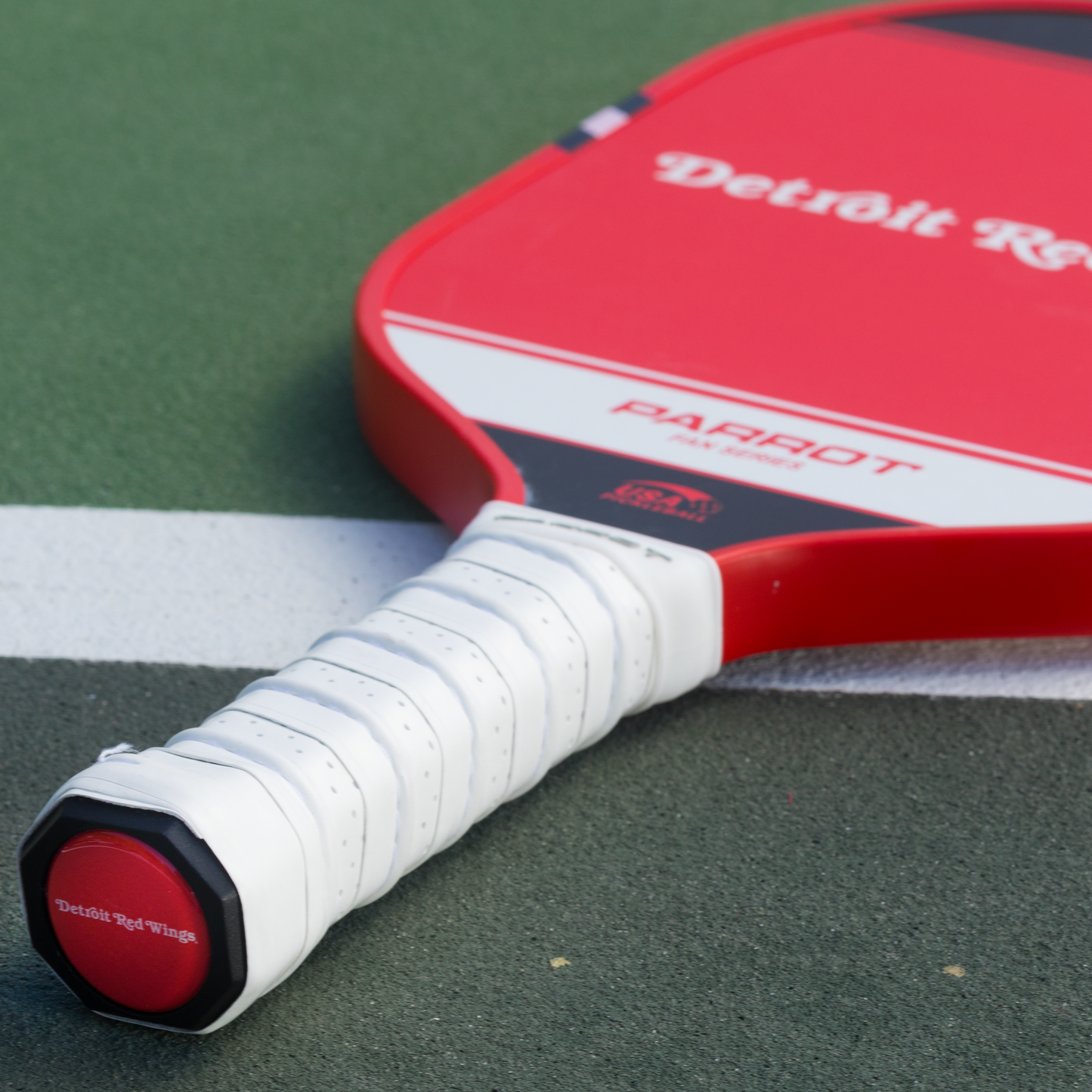 Detroit Red Wings Sport Plus pickleball paddle back view on the court