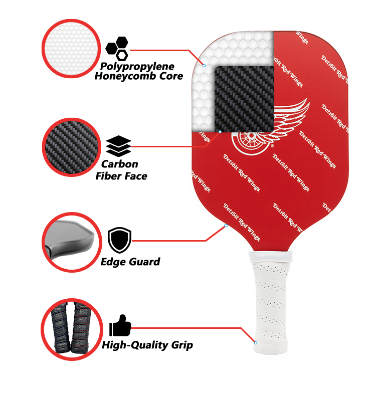 Detroit Red Wings standard pickleball paddle additional view