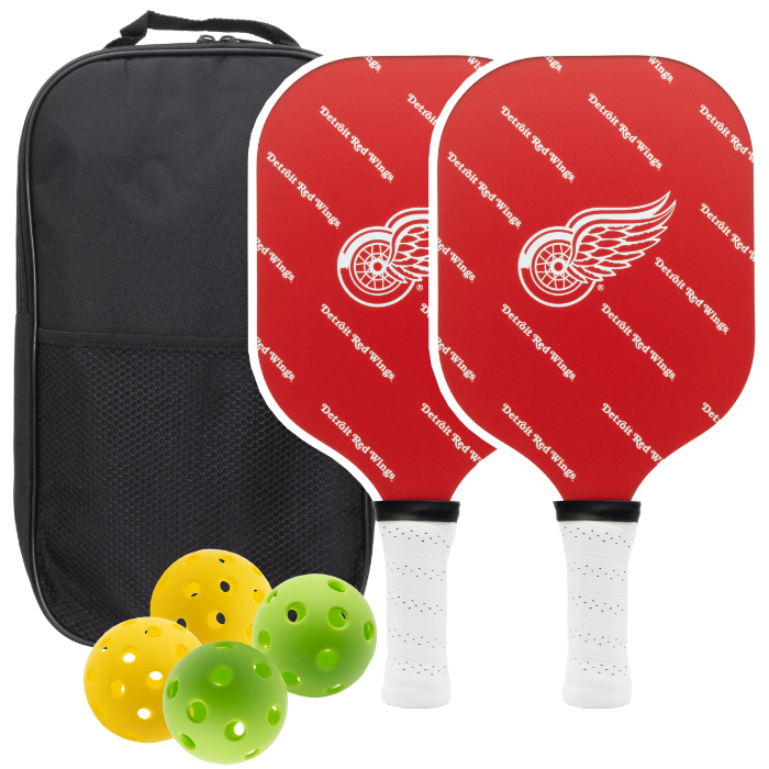Detroit Red Wings pickleball paddle set with balls and carry case