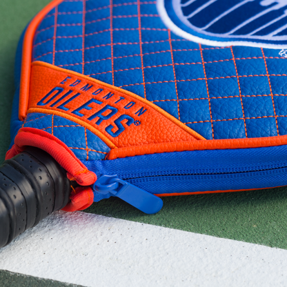 Edmonton Oilers quilted pickleball paddle cover team name