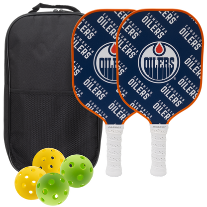 Edmonton Oilers pickleball paddle set with balls and carry case