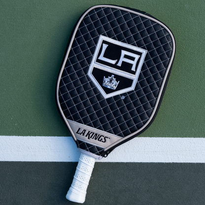 Los Angeles Kings quilted pickleball paddle cover on court view