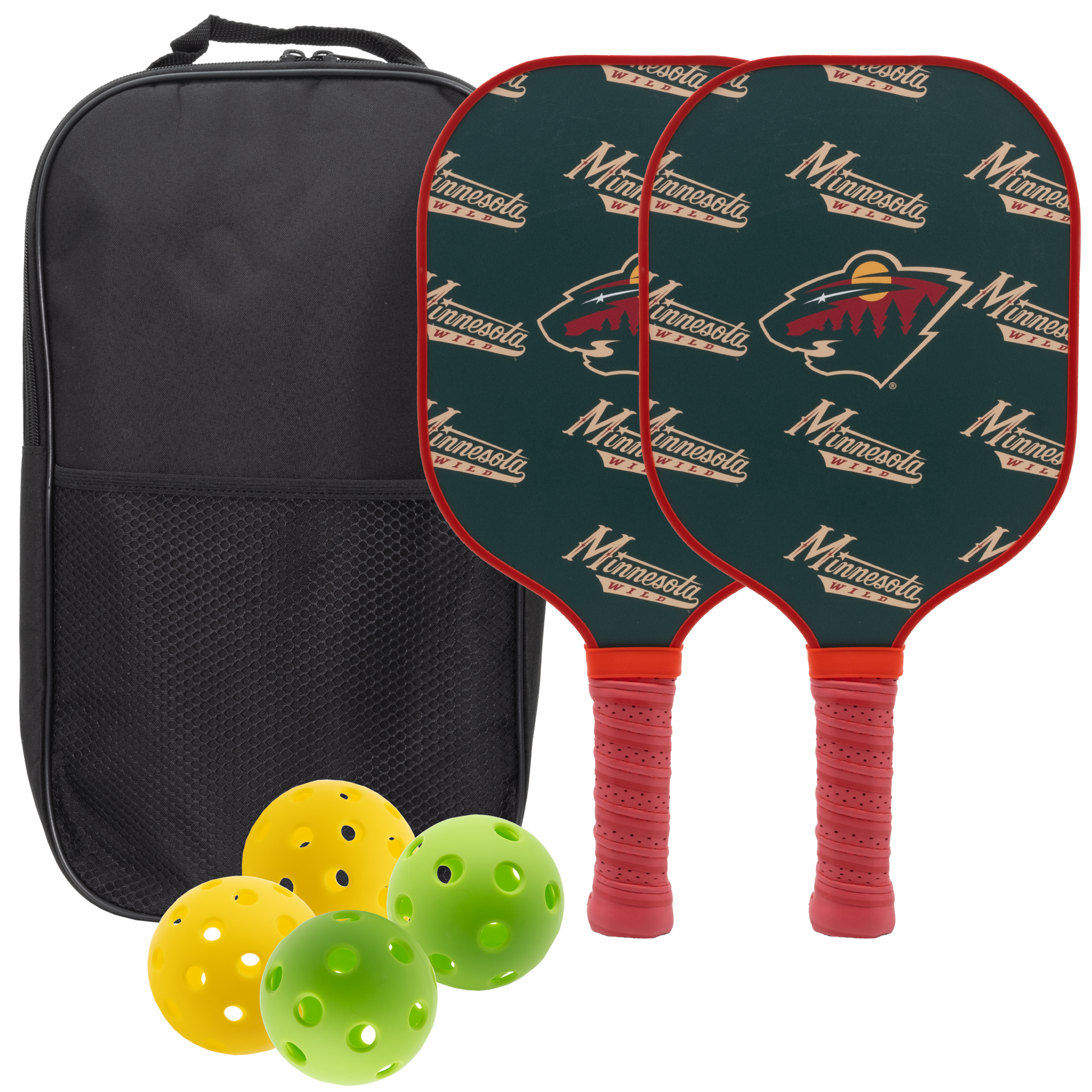 Minnesota Wild pickleball paddle set with balls and carry case