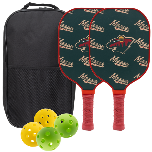 Minnesota Wild pickleball paddle set with balls and carry case