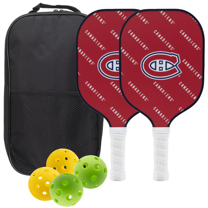 Montreal Canadiens pickleball paddle set with balls and carry case