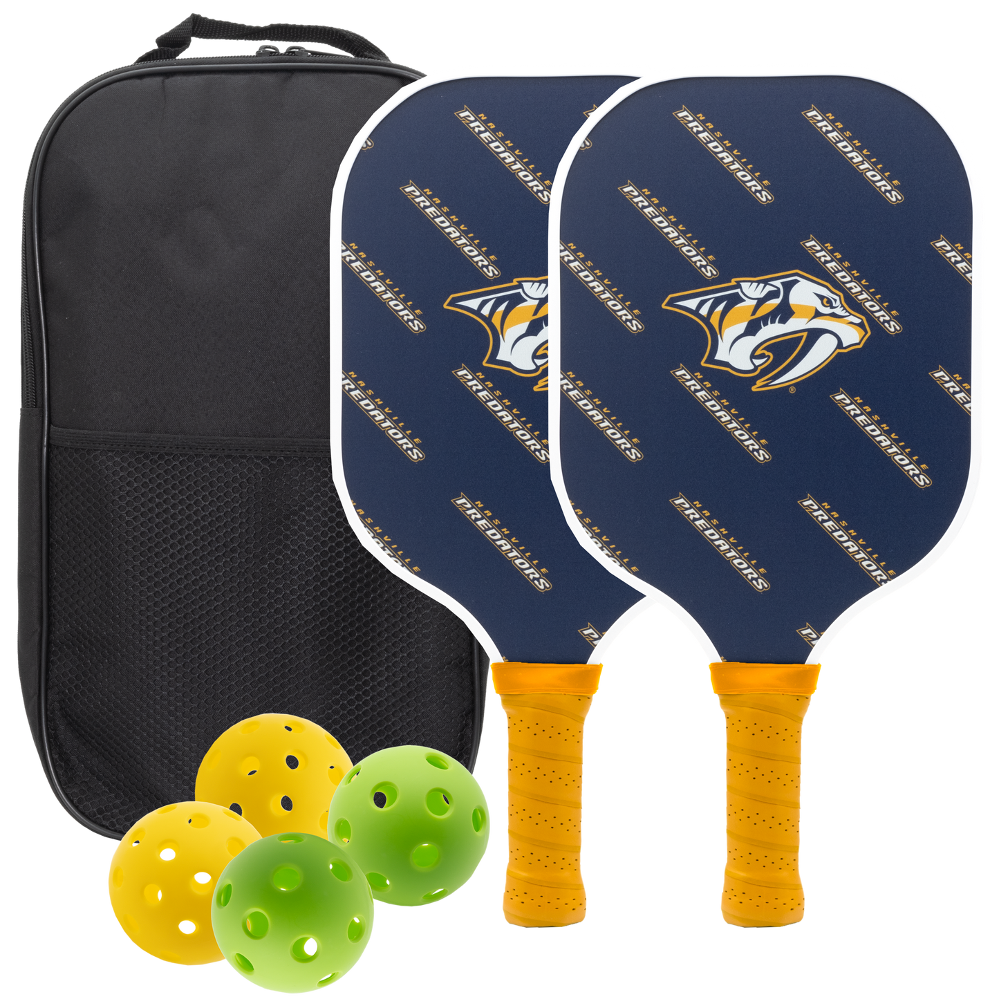 Nashville Predators pickleball paddle set with balls and carry case