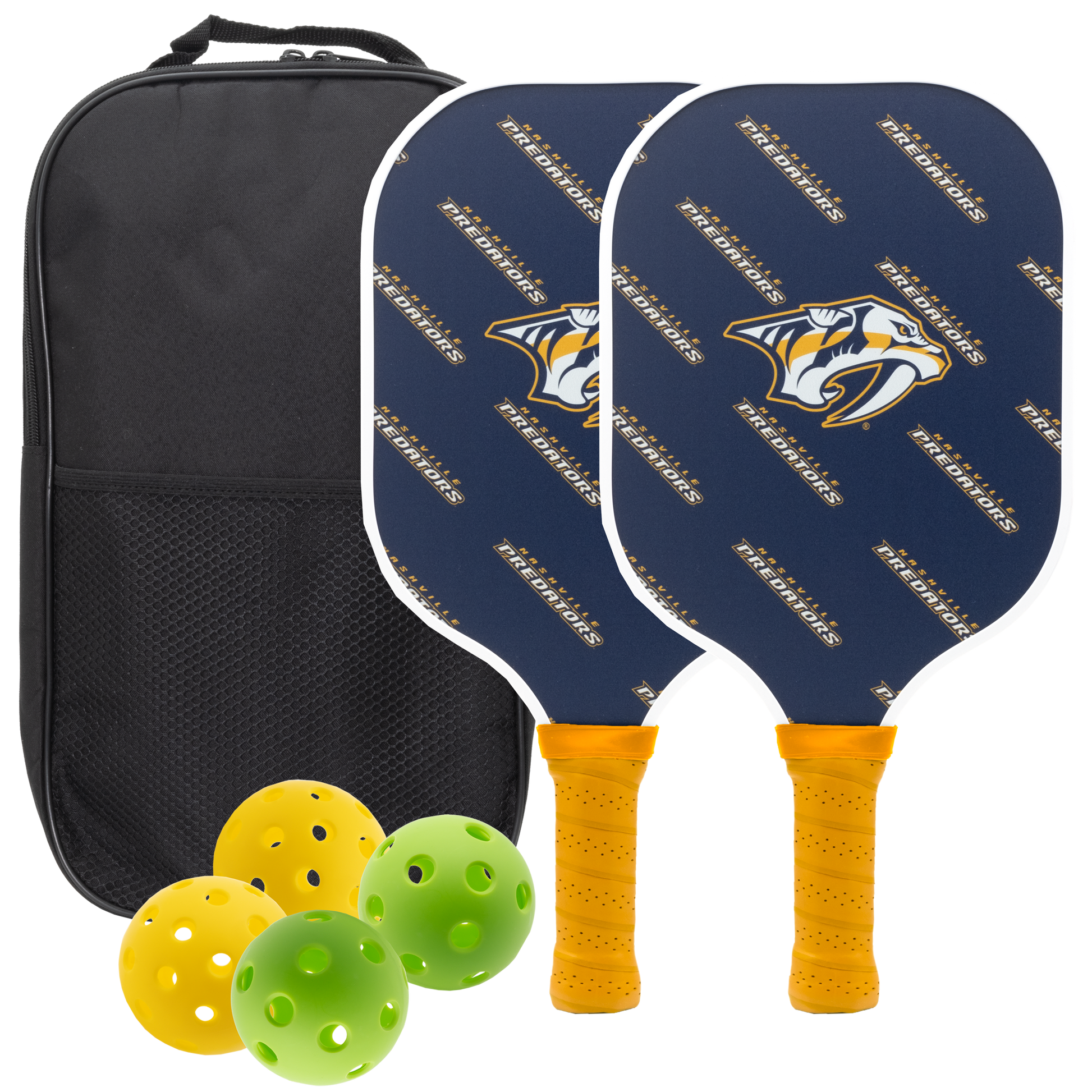 Nashville Predators pickleball paddle set with balls and carry case