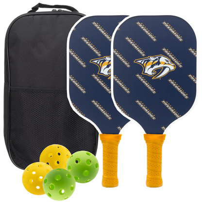 Nashville Predators pickleball paddle set with balls and carry case