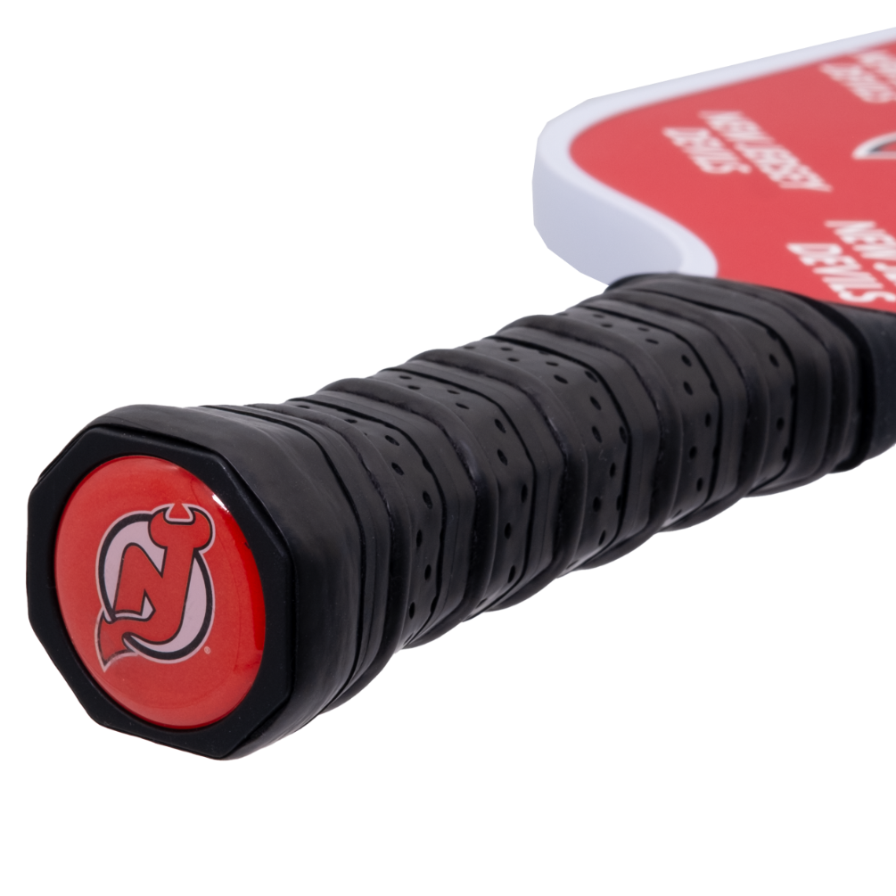 New Jersey Devils pickleball paddle handle logo