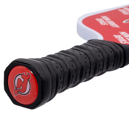 New Jersey Devils pickleball paddle handle logo